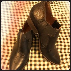 Black leather ankle boots